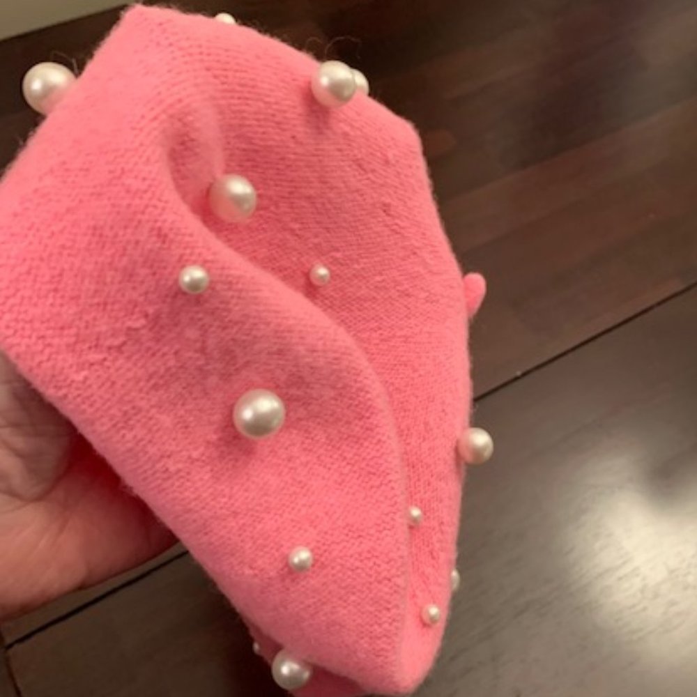 *HP* Barbie pink wool knit beret with pearls NWOT - Picture 4 of 9